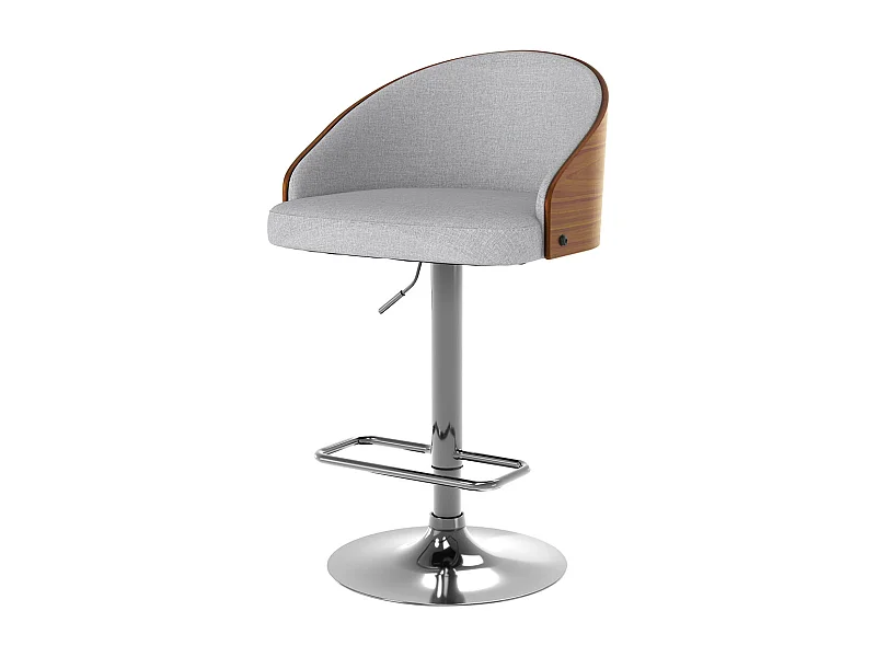 Sedia da bar regolabile 63/84 cm in tessuto grigio chiaro - Carmelo