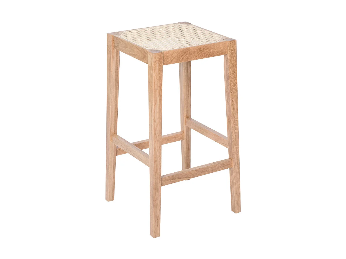 Tabouret pour îlot central 65 cm en cannage et bois - Kappa