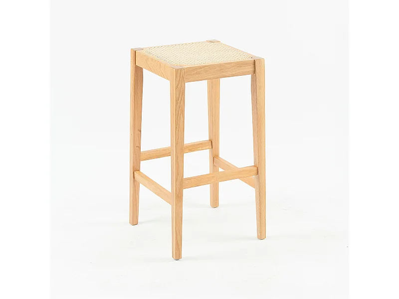 Taburetes para isla de cocina de caña y madera 65 cm - Kappa