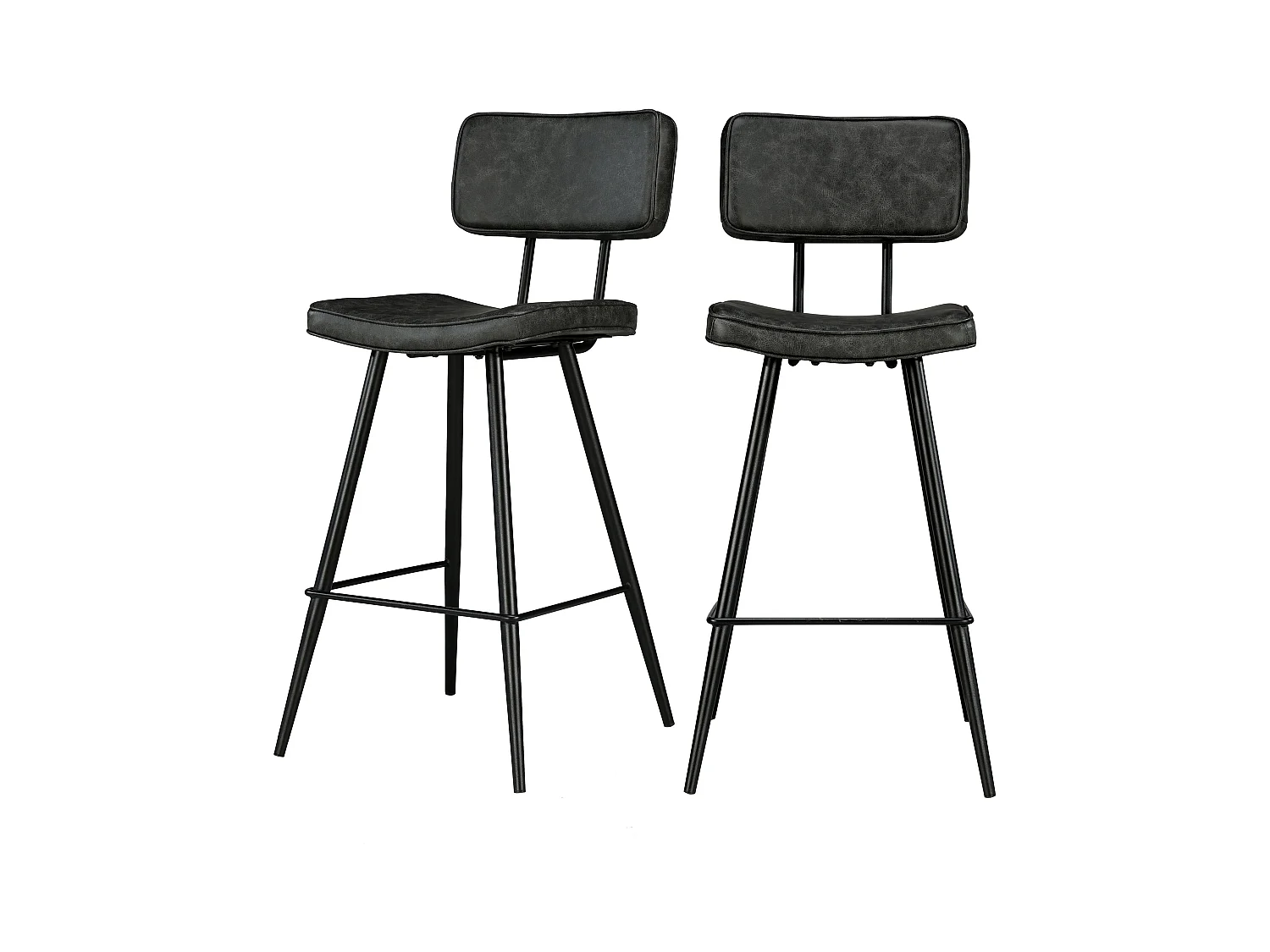Set di 2 sedie per isola centrale in pelle sintetica grigio/nero 66 cm - Texas