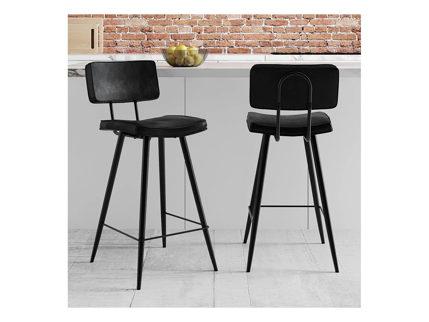 Set di 2 sedie per isola centrale in pelle sintetica grigio/nero 66 cm - Texas