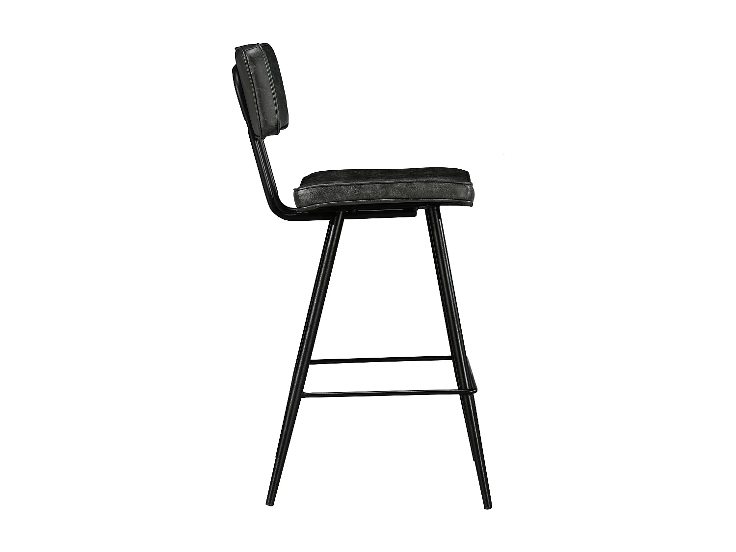 Lot de 2 chaises de bar mi-hauteur 66 cm cuir synthétique gris / noir - Texas