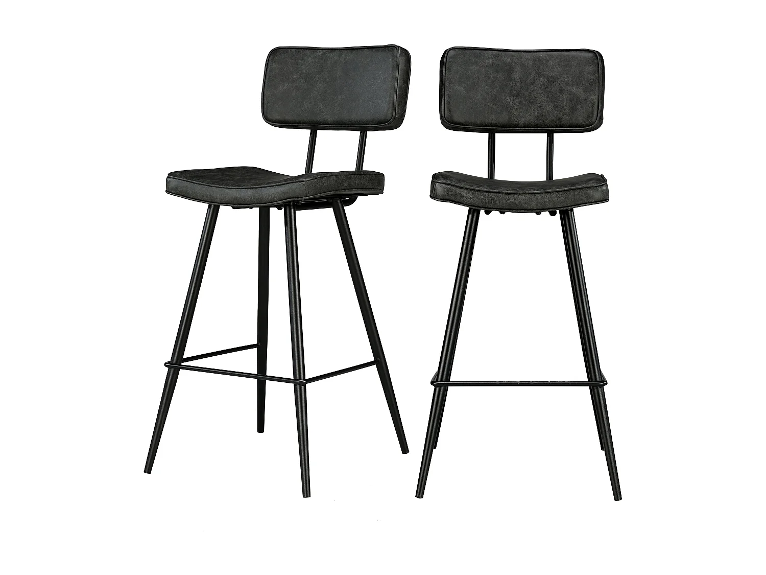 Set de 2 taburetes para isla de cocina de sintético gris/negro 66 cm - Texas