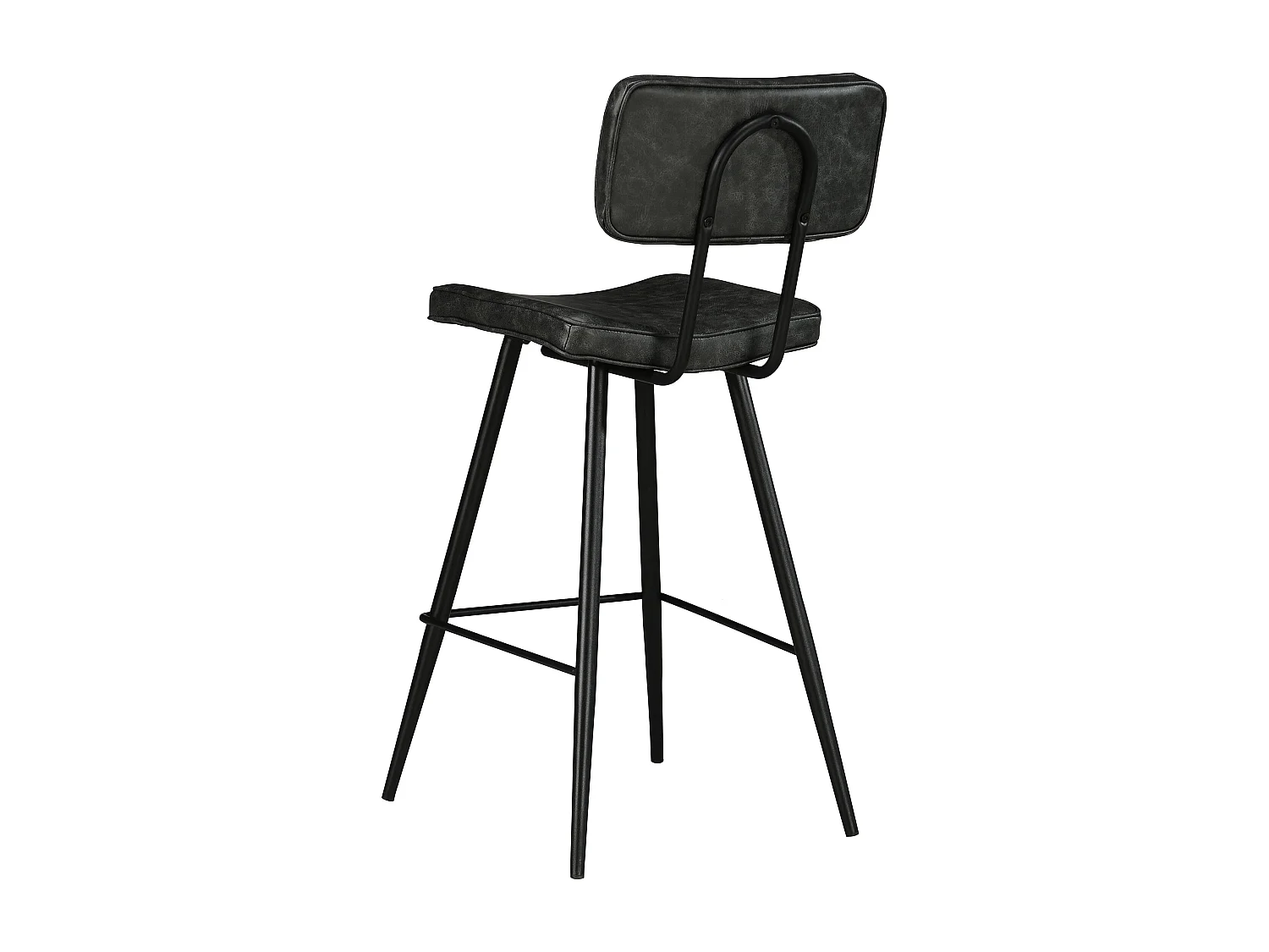 Lot de 2 chaises de bar mi-hauteur 66 cm en cuir synthétique gris/noir - Texas