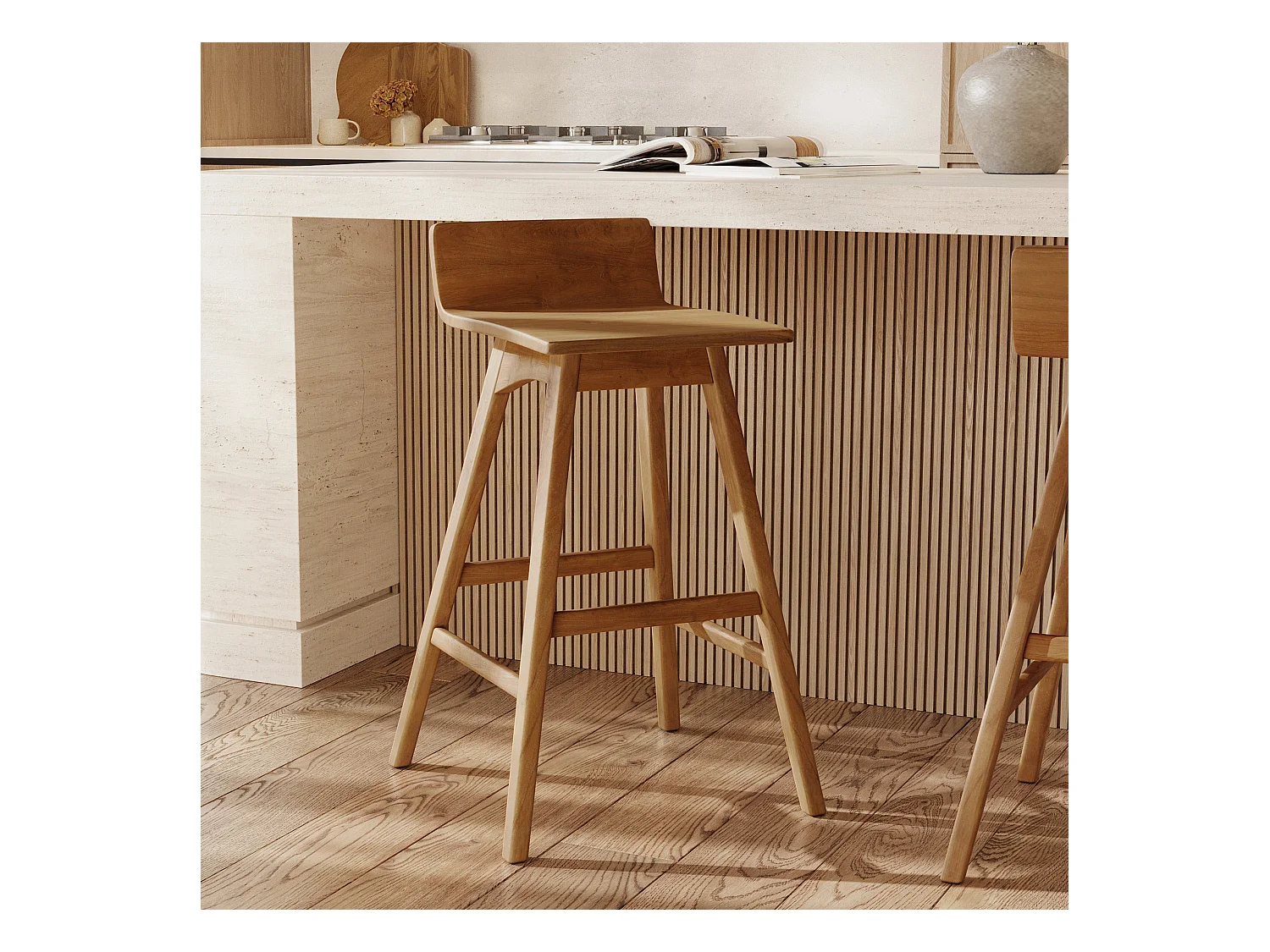 Chaise de bar en bois de teck 72,5 cm - Greta