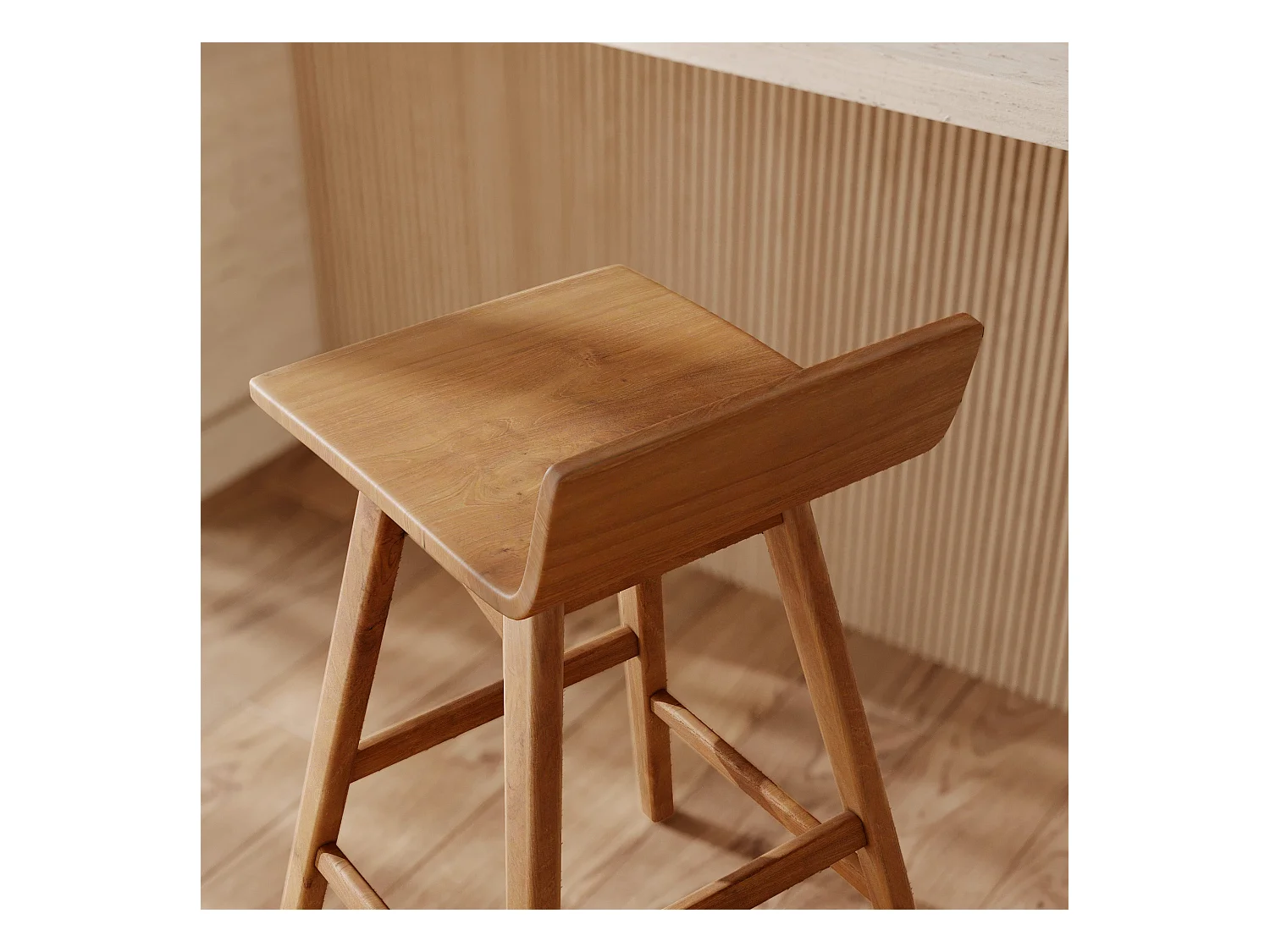 Chaise de bar en bois de teck 72,5 cm - Greta