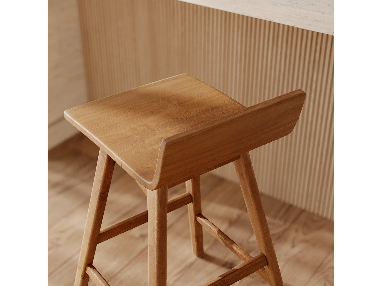 Chaise de bar en bois de teck 72,5 cm - Greta