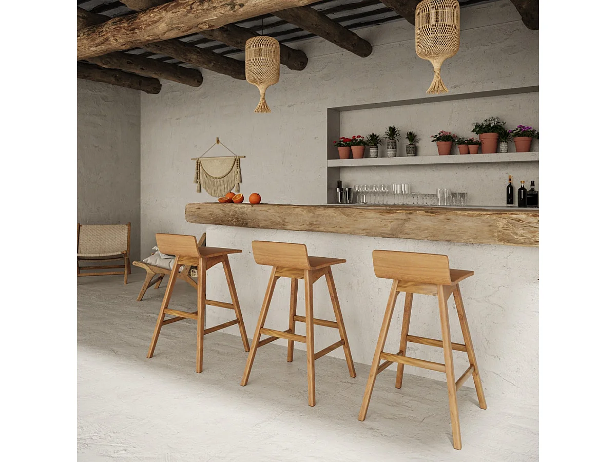 Chaise de bar en bois de teck 72,5 cm - Greta