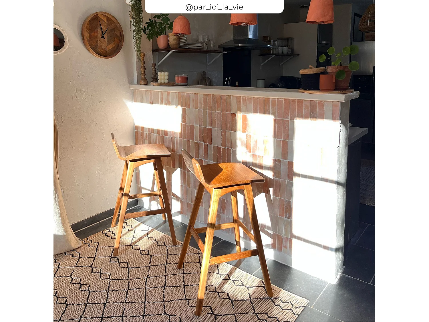 Chaise de bar en bois de teck 72,5 cm - Greta