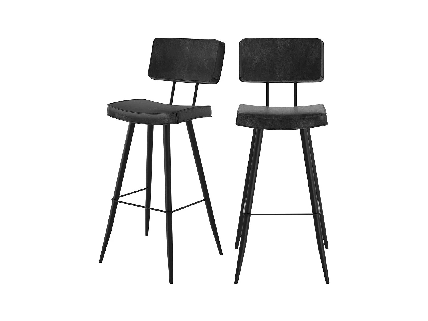 Lot de 2 chaises de bar grises/noires en cuir synthétique 75.5 cm - Texas