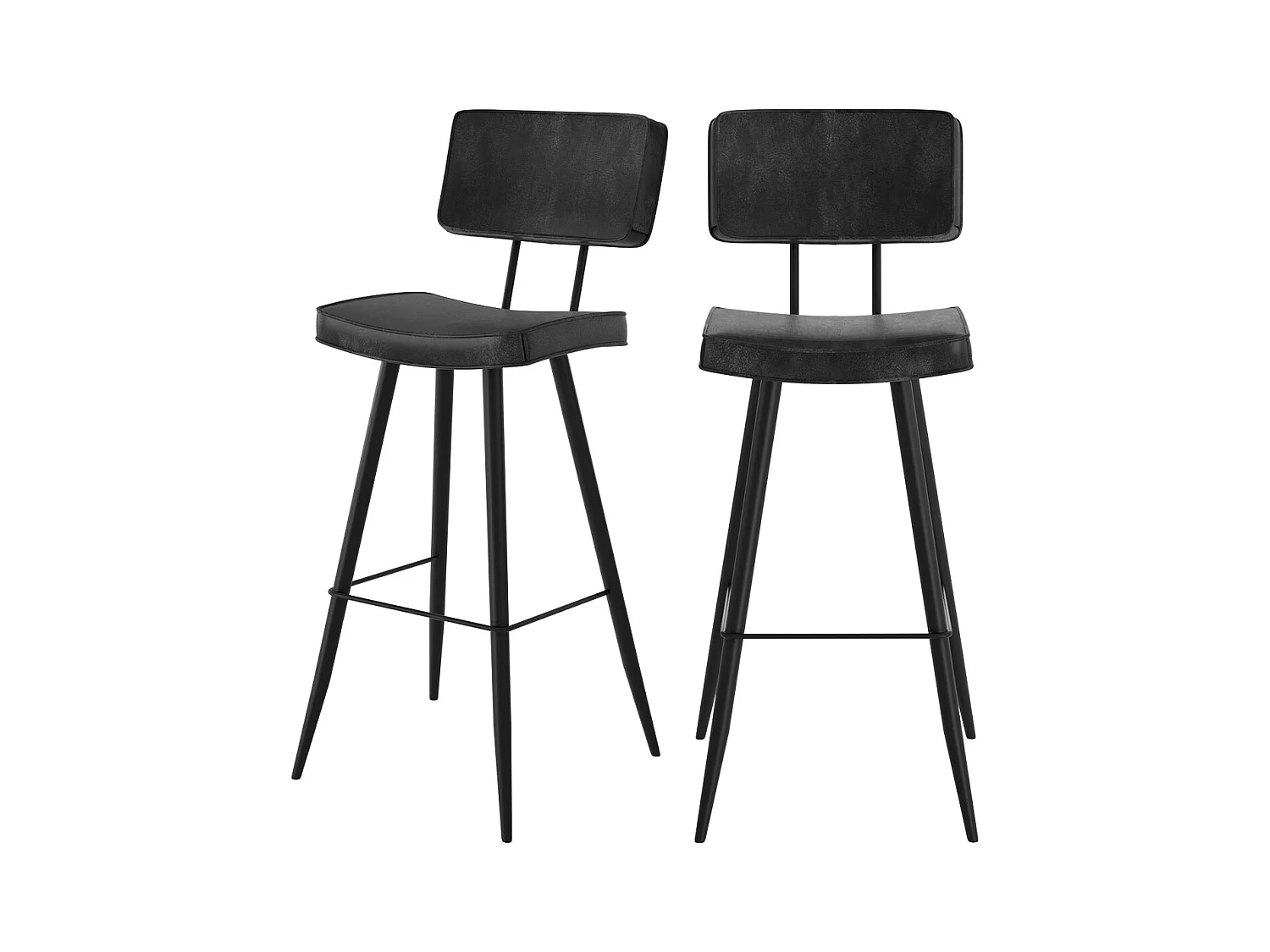 Set de 2 sillas de bar de cuero sintético gris/negro 76 cm - Texas