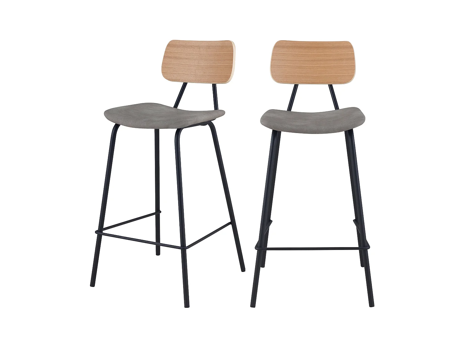 Lot de 2 chaises pour îlot central 65 cm en cuir synthétique gris - Madrague