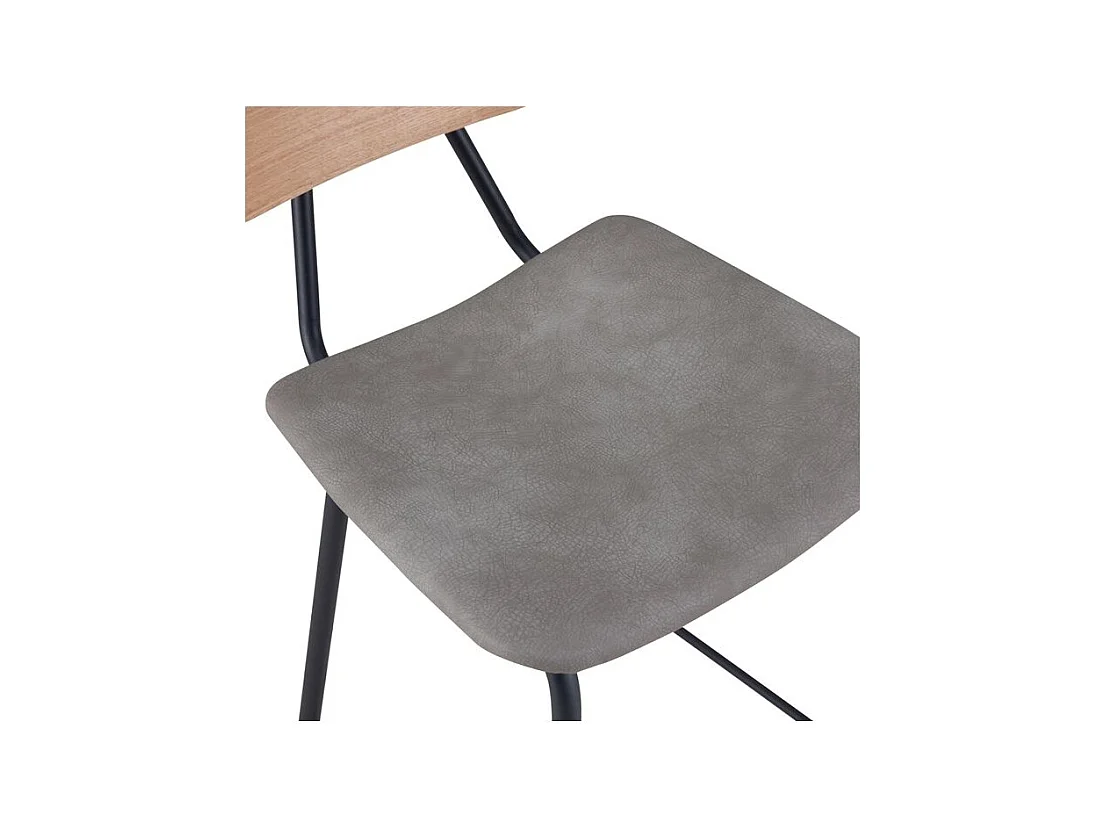 Lot de 2 chaises pour îlot central 65 cm en cuir synthétique gris - Madrague