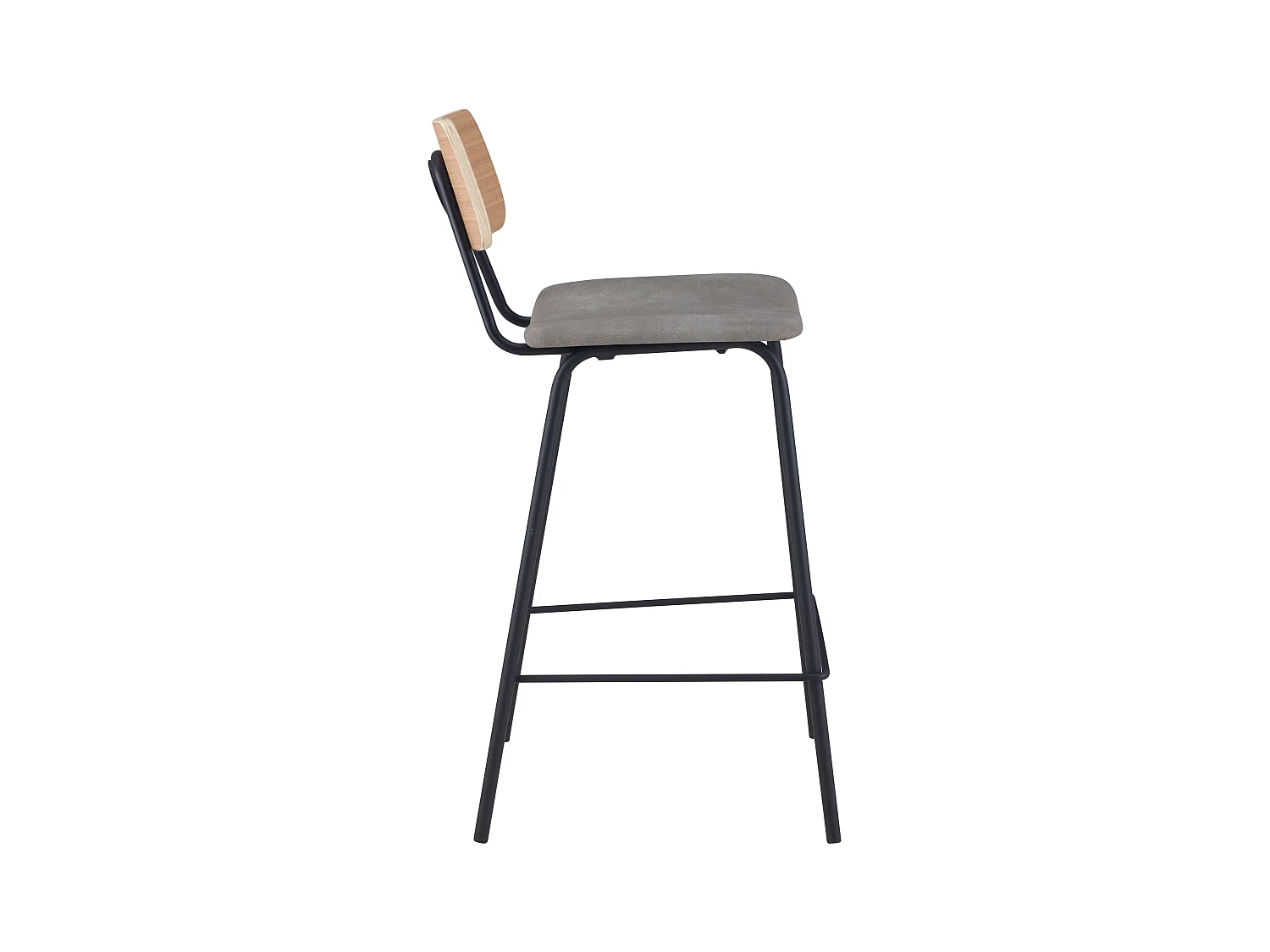 Lot de 2 chaises pour îlot central 65 cm en cuir synthétique gris - Madrague