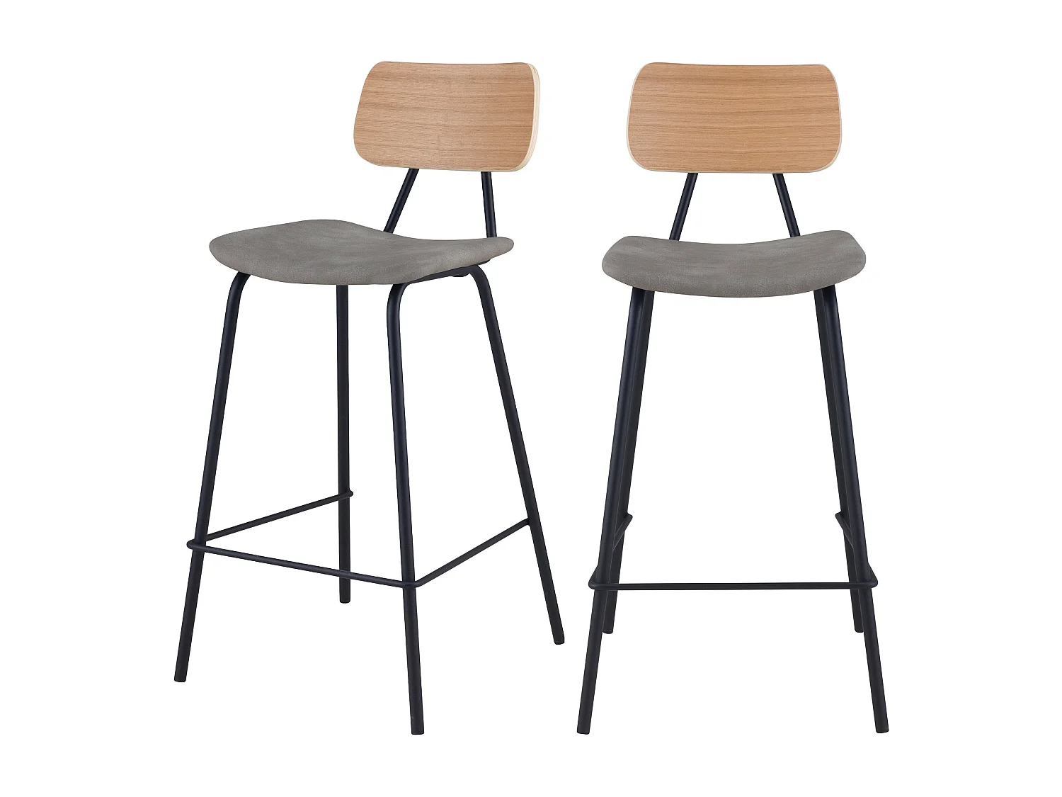 Lot de 2 chaises pour îlot central 65 cm en cuir synthétique gris - Madrague