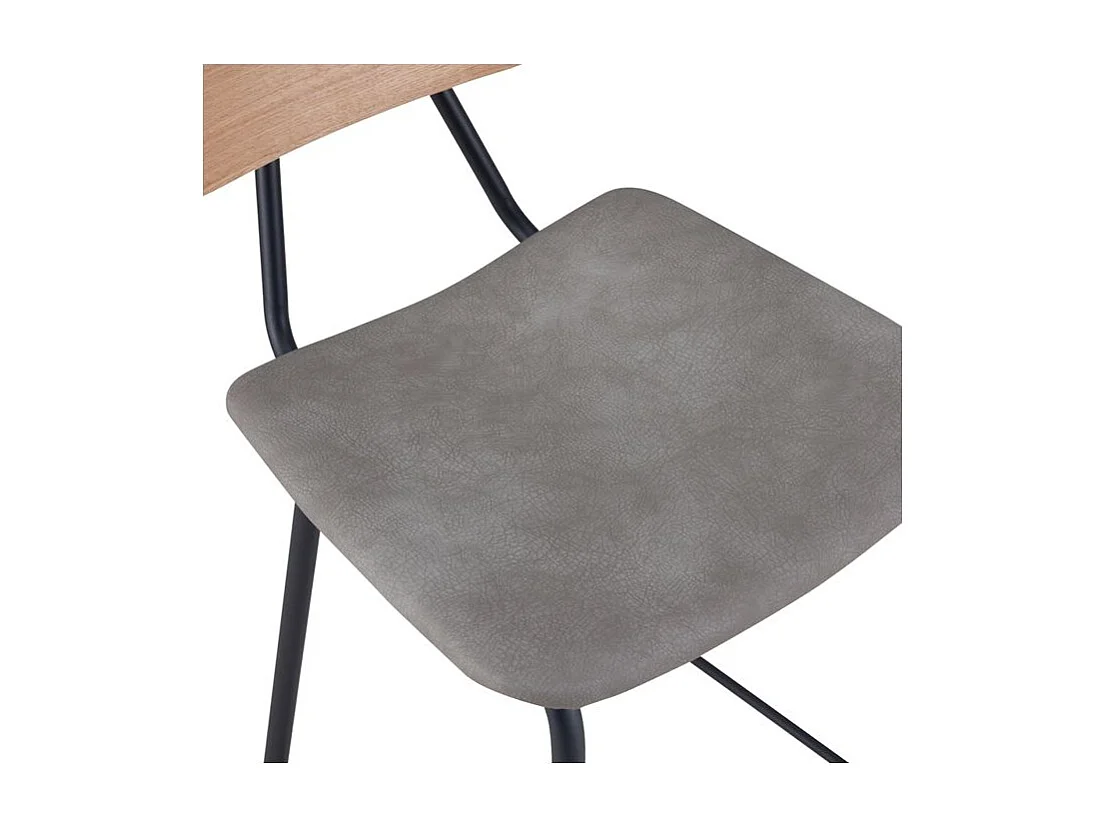 Lot de 2 chaises pour îlot central 65 cm en cuir synthétique gris - Madrague