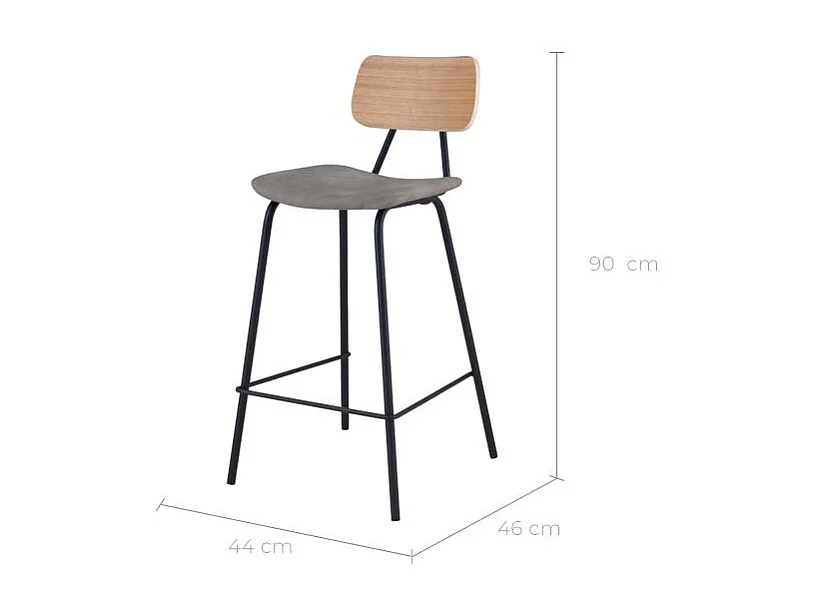 Set di 2 sedie per isola centrale 65 cm in similpelle grigia - Madrague