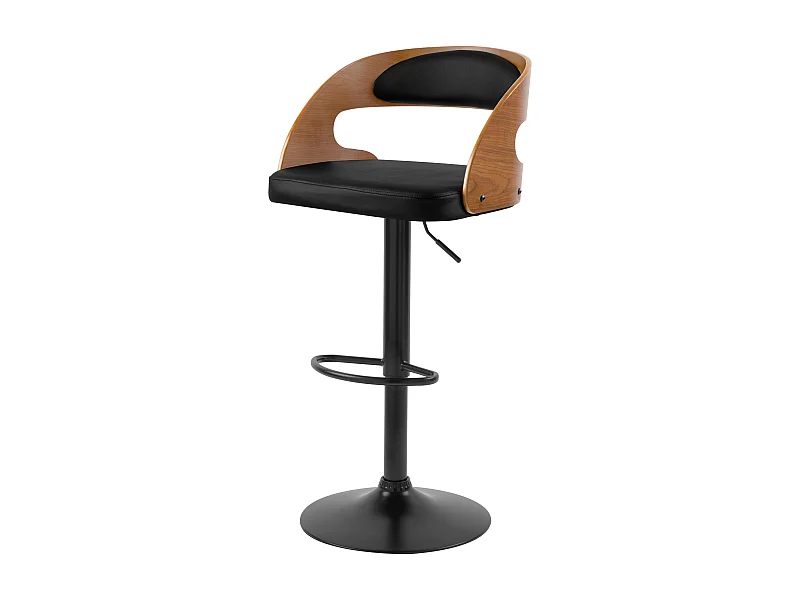 Silla de bar ajustable 62/84 cm en piel sintética negra - Louis
