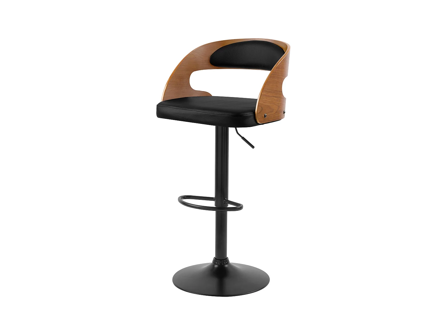 Silla de bar ajustable 62/84 cm en piel sintética negra - Louis