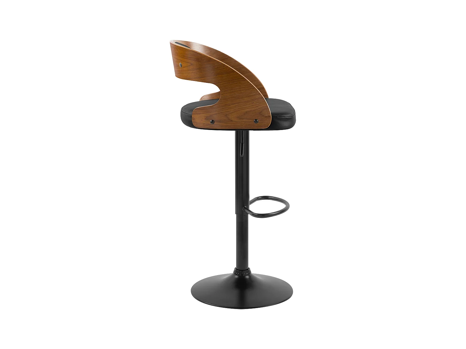 Silla de bar ajustable 62/84 cm en piel sintética negra - Louis