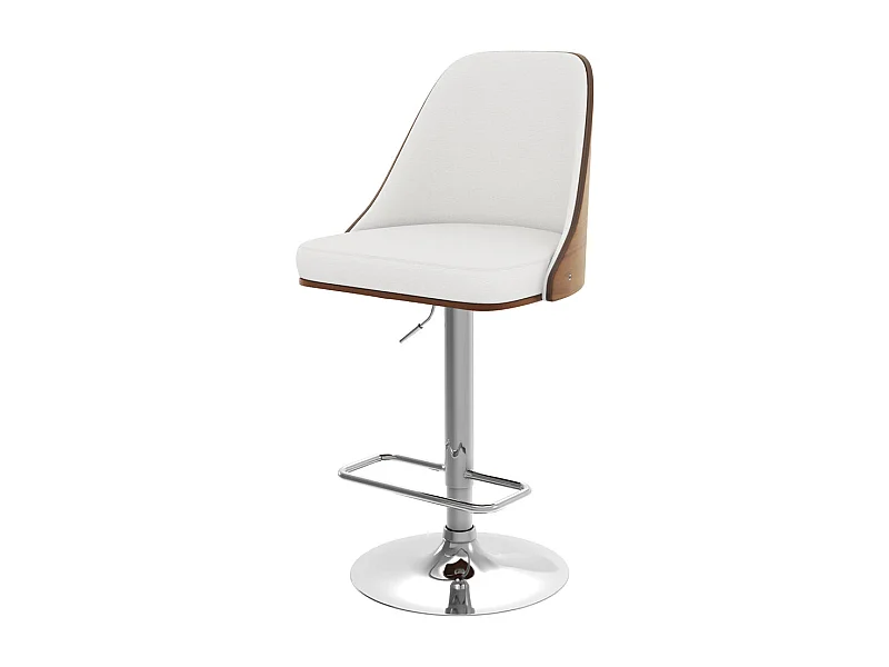 Silla de bar regulable en madera oscura y PU blanco 56/77 cm - Georges