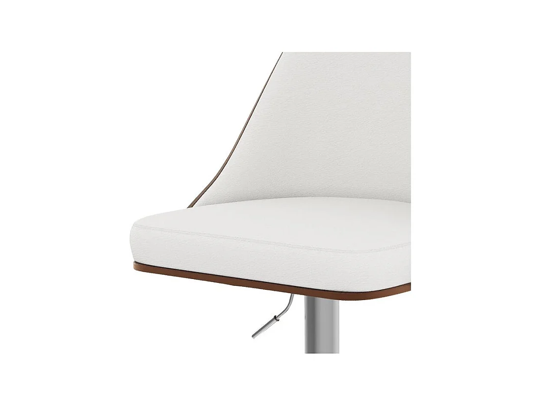 Silla de bar regulable en madera oscura y PU blanco 56/77 cm - Georges