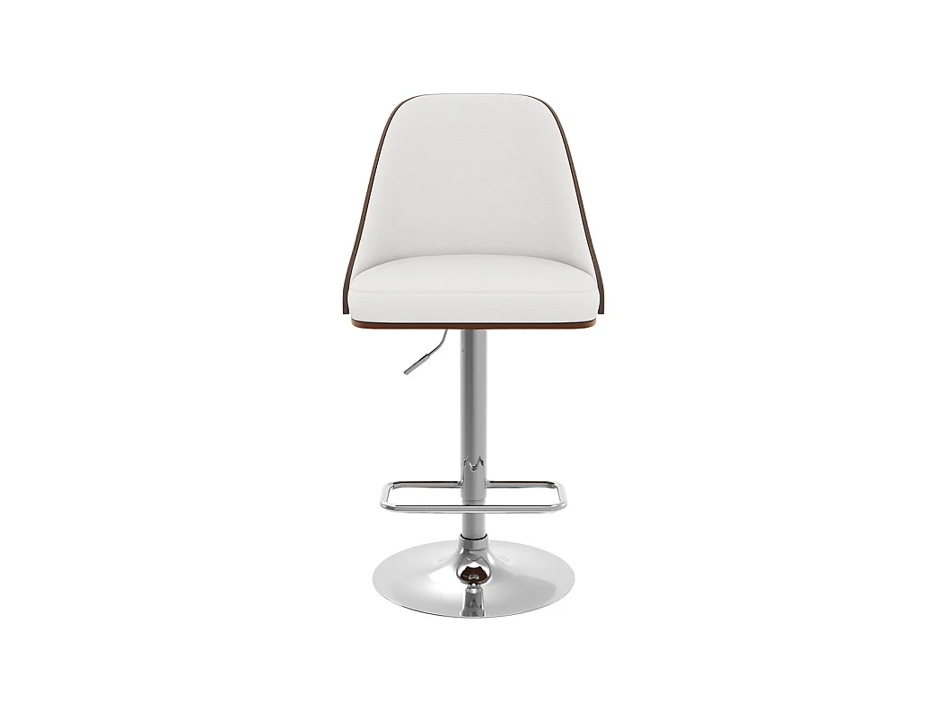 Silla de bar regulable en madera oscura y PU blanco 56/77 cm - Georges