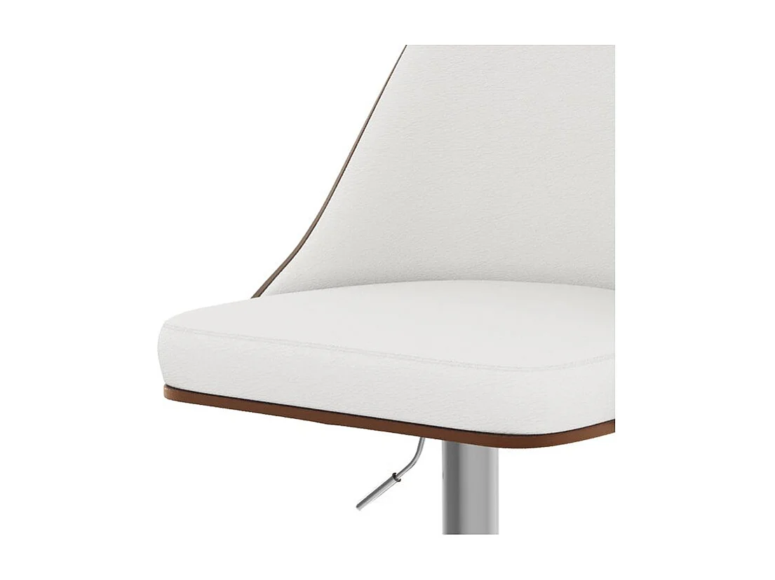 Chaise de bar réglable et pivotante en bois foncé et PU blanc 56/77 cm - Georges