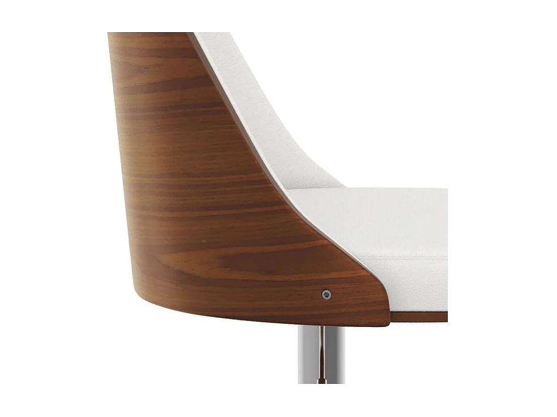 Chaise de bar réglable et pivotante en bois foncé et PU blanc 56/77 cm - Georges