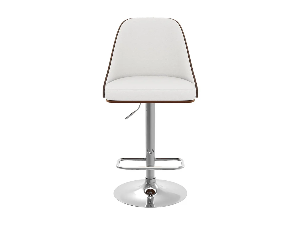 Chaise de bar réglable et pivotante en bois foncé et PU blanc 56/77 cm - Georges