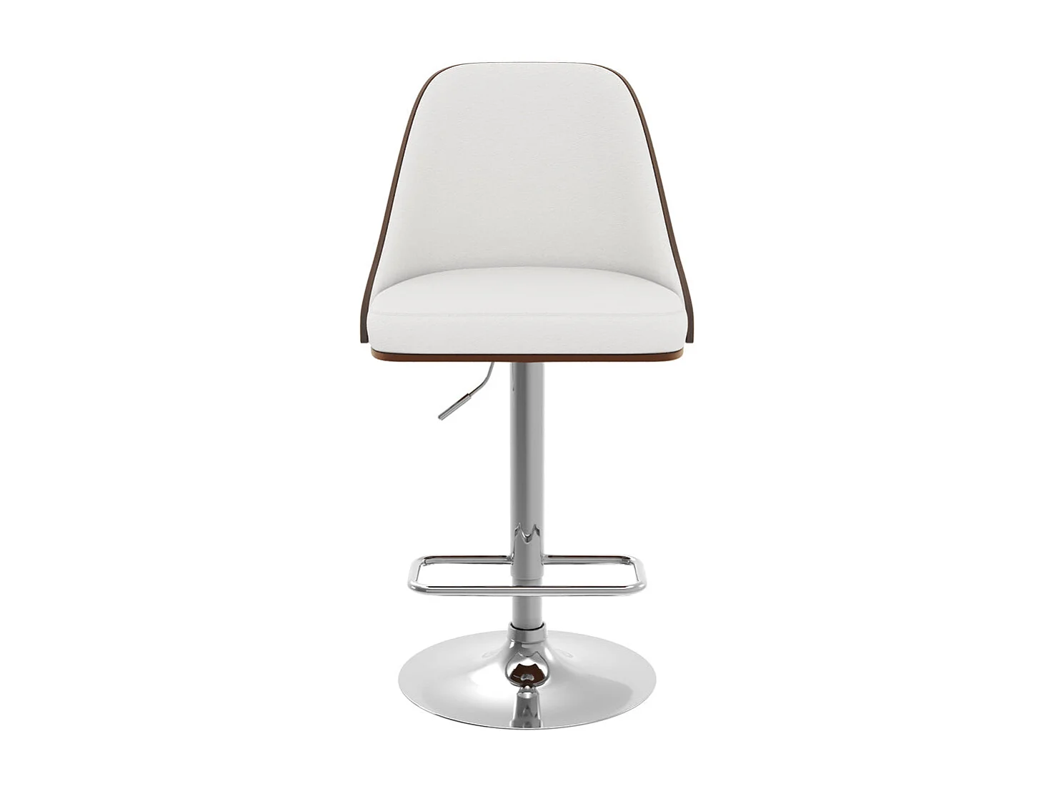 Chaise de bar réglable et pivotante en bois foncé et PU blanc 56/77 cm - Georges