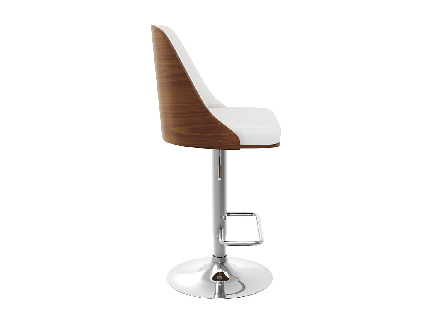 Silla de bar regulable en madera oscura y PU blanco 56/77 cm - Georges