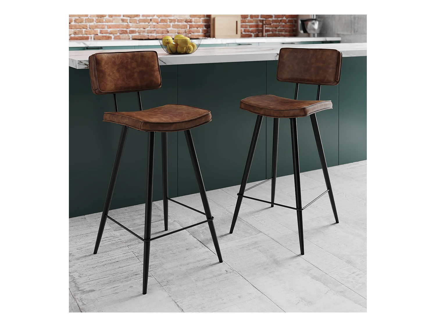 Set di 2 sedie per isola centrale in pelle sintetica marrone 66 cm - Texas