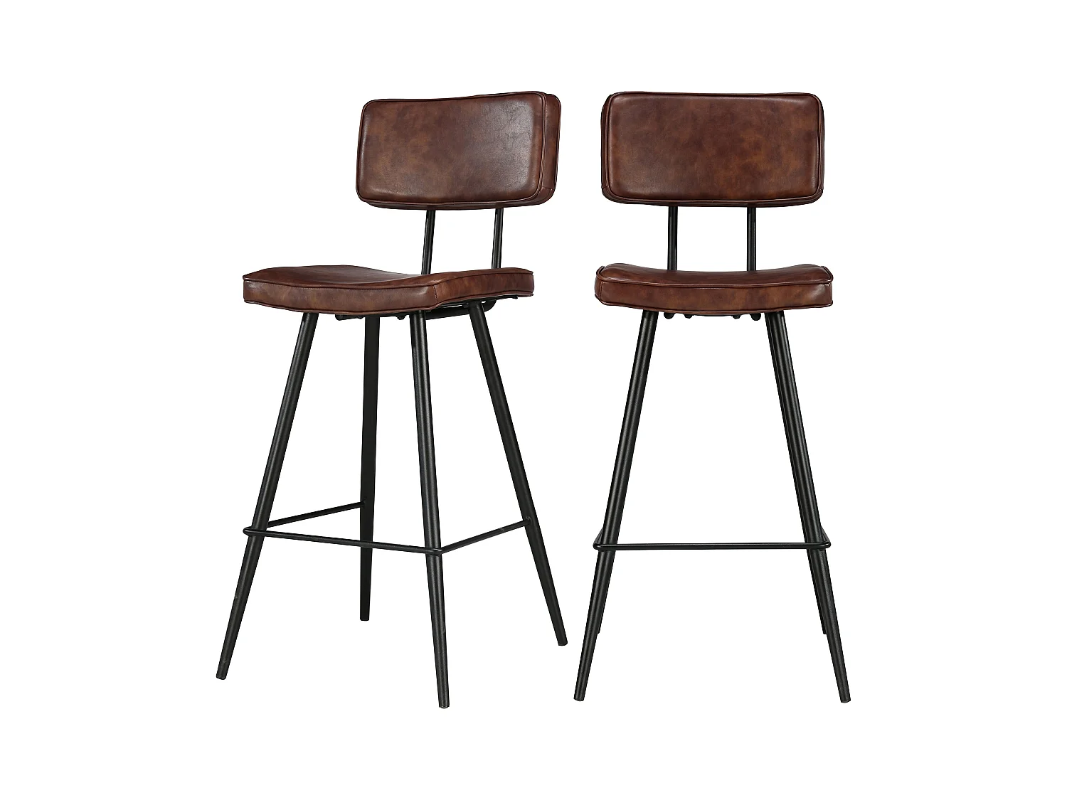 Lot de 2 chaises de bar mi-hauteur 66 cm en cuir synthétique marron - Texas