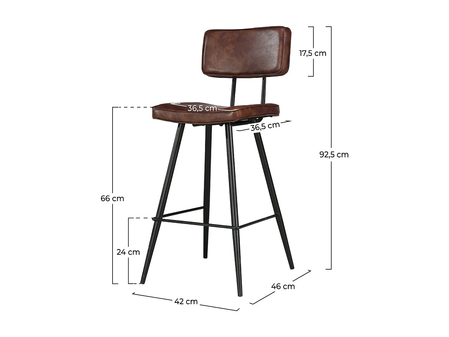 Set de 2 taburetes para isla de cocina de sintético marrón 66 cm - Texas