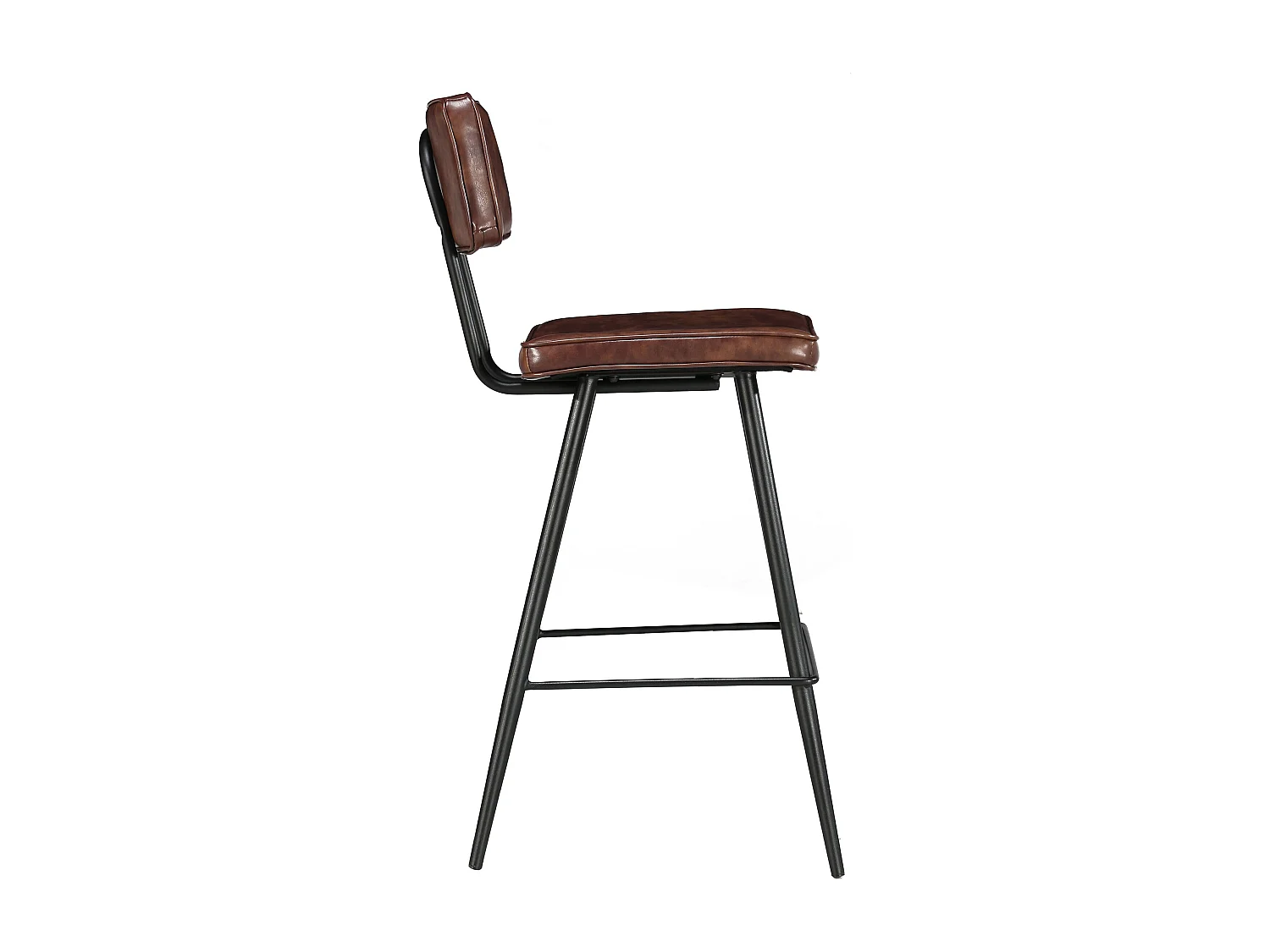 Lot de 2 chaises de bar mi-hauteur 66 cm en cuir synthétique marron - Texas