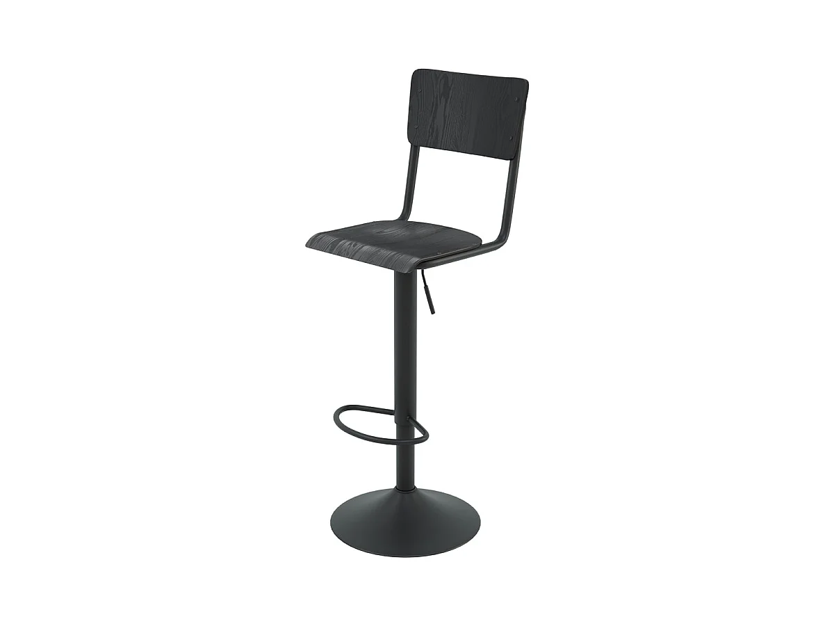 Set di 2 sgabelli da bar regolabili 60/80 cm in legno nero - Clem