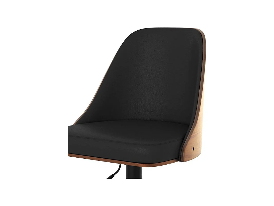 Silla de bar regulable en madera oscura y PU negro 56/77 cm - Georges