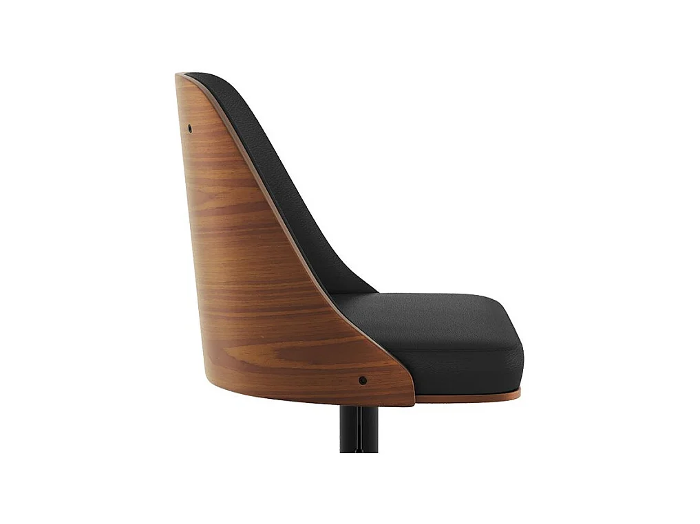 Silla de bar regulable en madera oscura y PU negro 56/77 cm - Georges