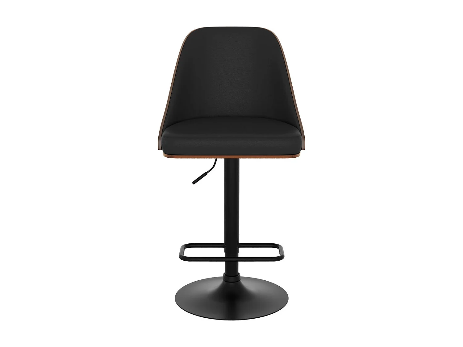 Chaise de bar réglable et pivotante en bois foncé et PU noir 56/77 cm - Georges