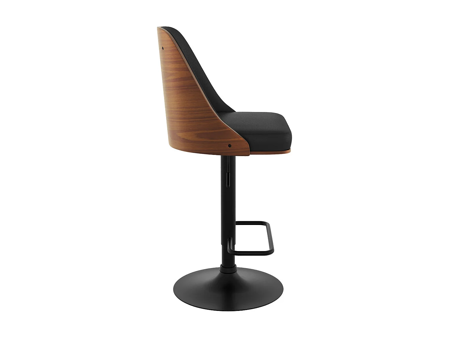 Silla de bar regulable en madera oscura y PU negro 56/77 cm - Georges