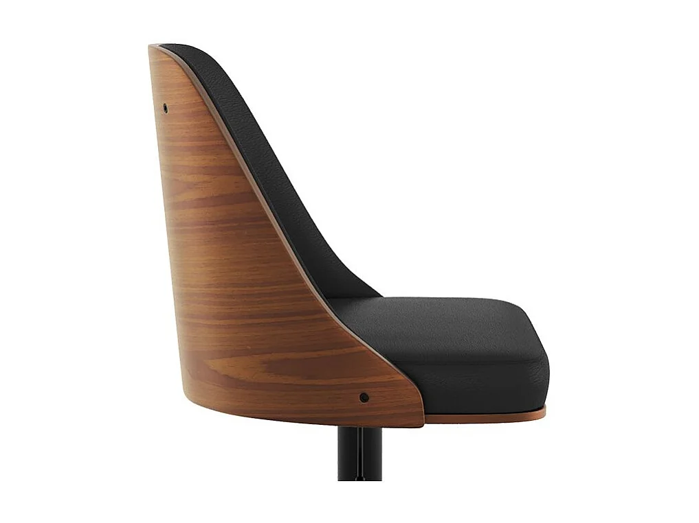 Silla de bar regulable en madera oscura y PU negro 56/77 cm - Georges