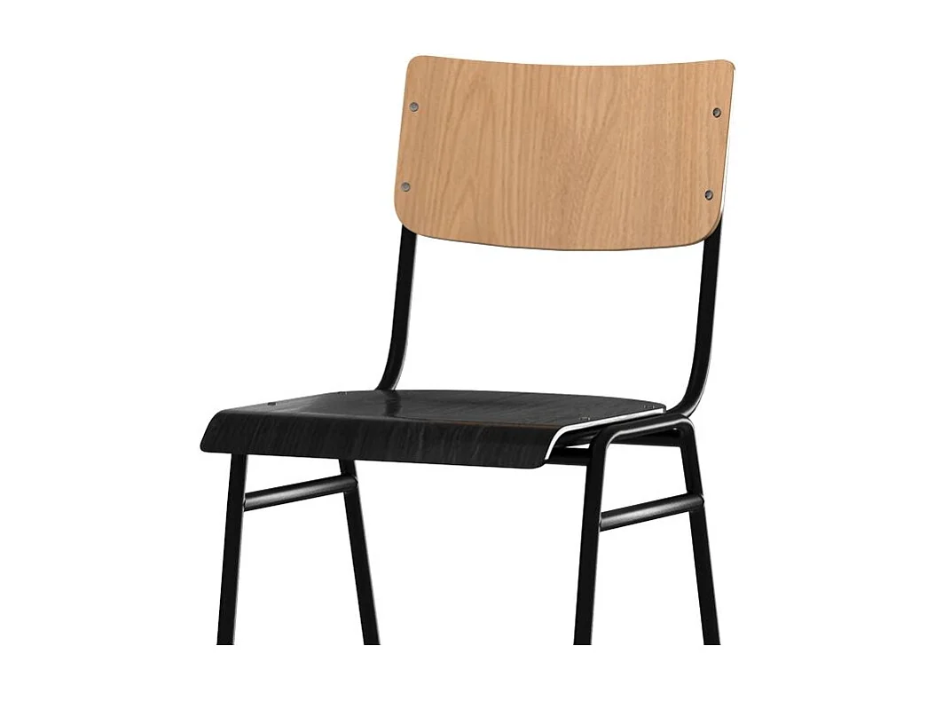 Set di 2 sedie per isola centrale 66 cm in legno chiaro e nero - Clem