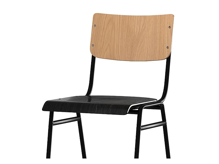 Lot de 2 chaises pour îlot central 66 cm en bois clair et noir - Clem