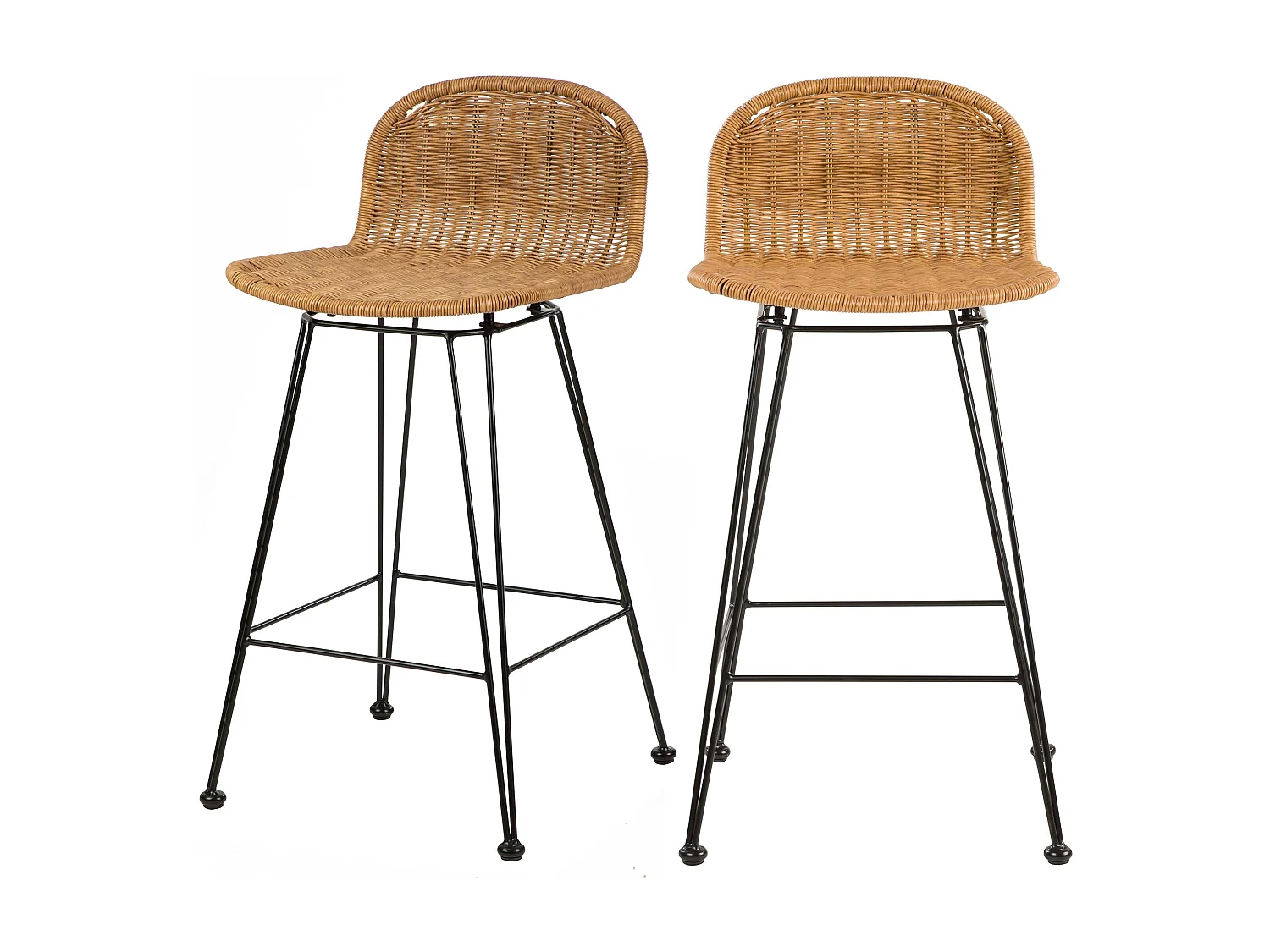 Set di 2 sedie per isola centrale in resina intrecciata marrone 63 cm - Jigani