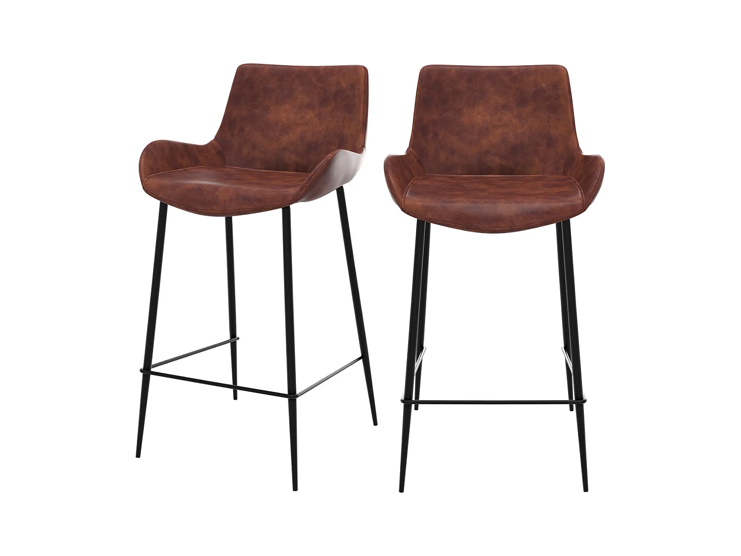 Lot de 2 chaises pour îlot central 65 cm en cuir synthétique marron - Pirata