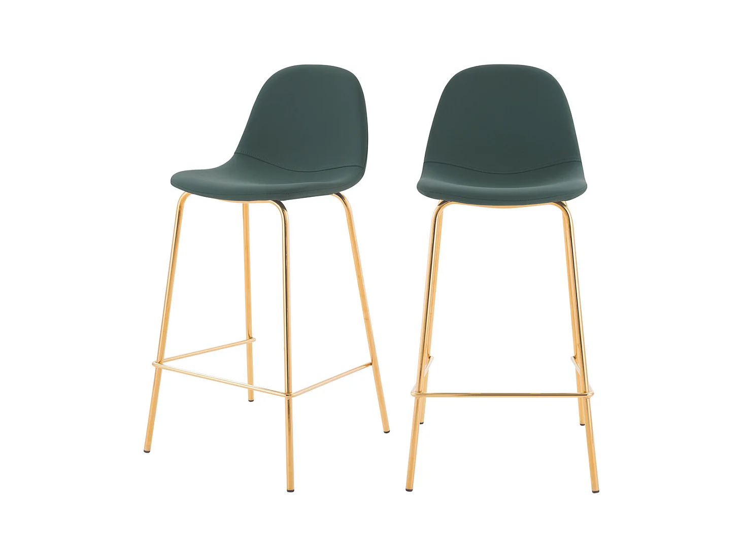 Lot de 2 chaises pour îlot central 65 cm en cuir synthétique vert - Henrik