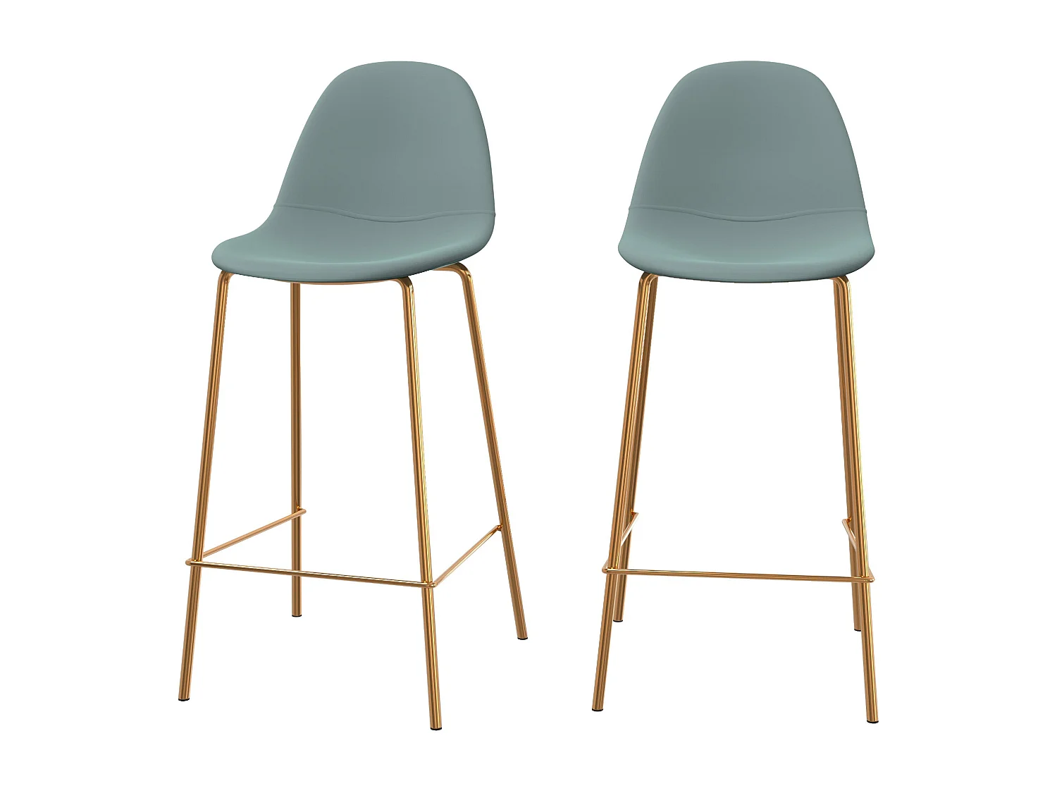 Lot de 2 chaises pour îlot central 65 cm en cuir synthétique vert - Henrik
