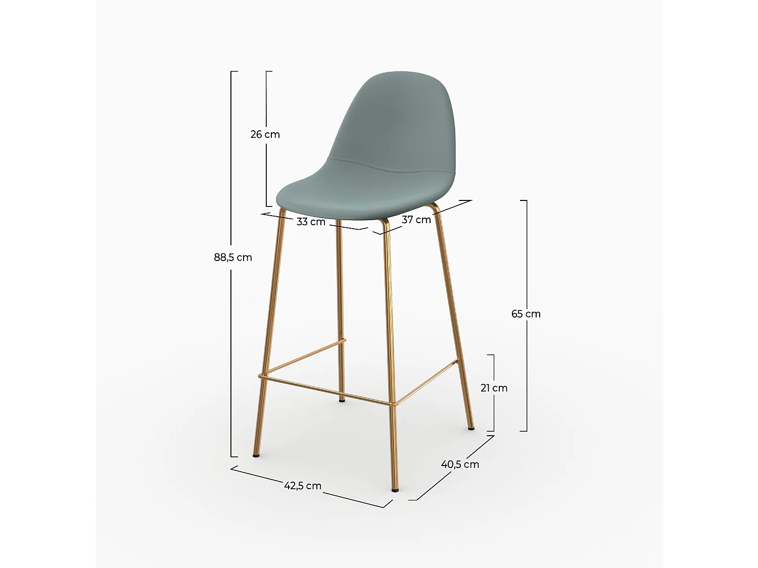 Lot de 2 chaises pour îlot central 65 cm en cuir synthétique vert - Henrik