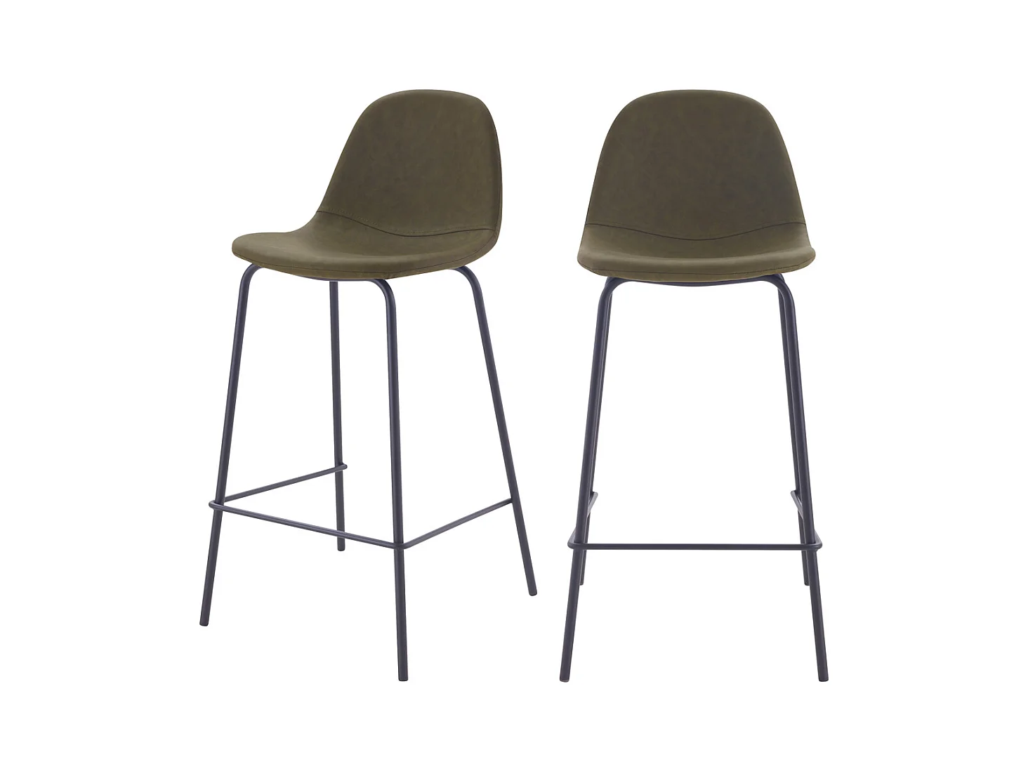 Lot de 2 chaises pour îlot central 65 cm en cuir synthétique kaki - Henrik